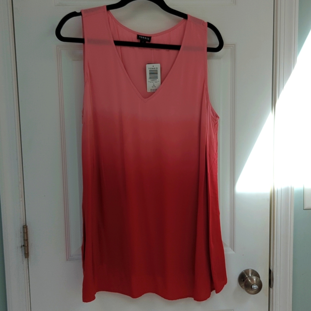 Red pink dip dye sleeveless challis tank from torrid